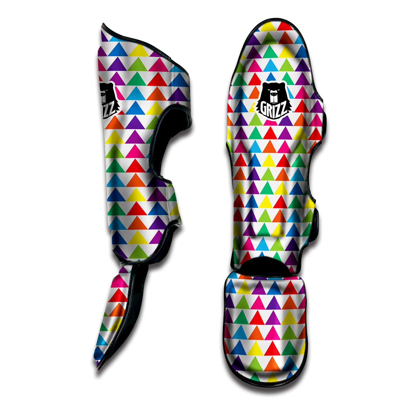 Triangles Rainbow Print Pattern Muay Thai Shin Guards-grizzshop