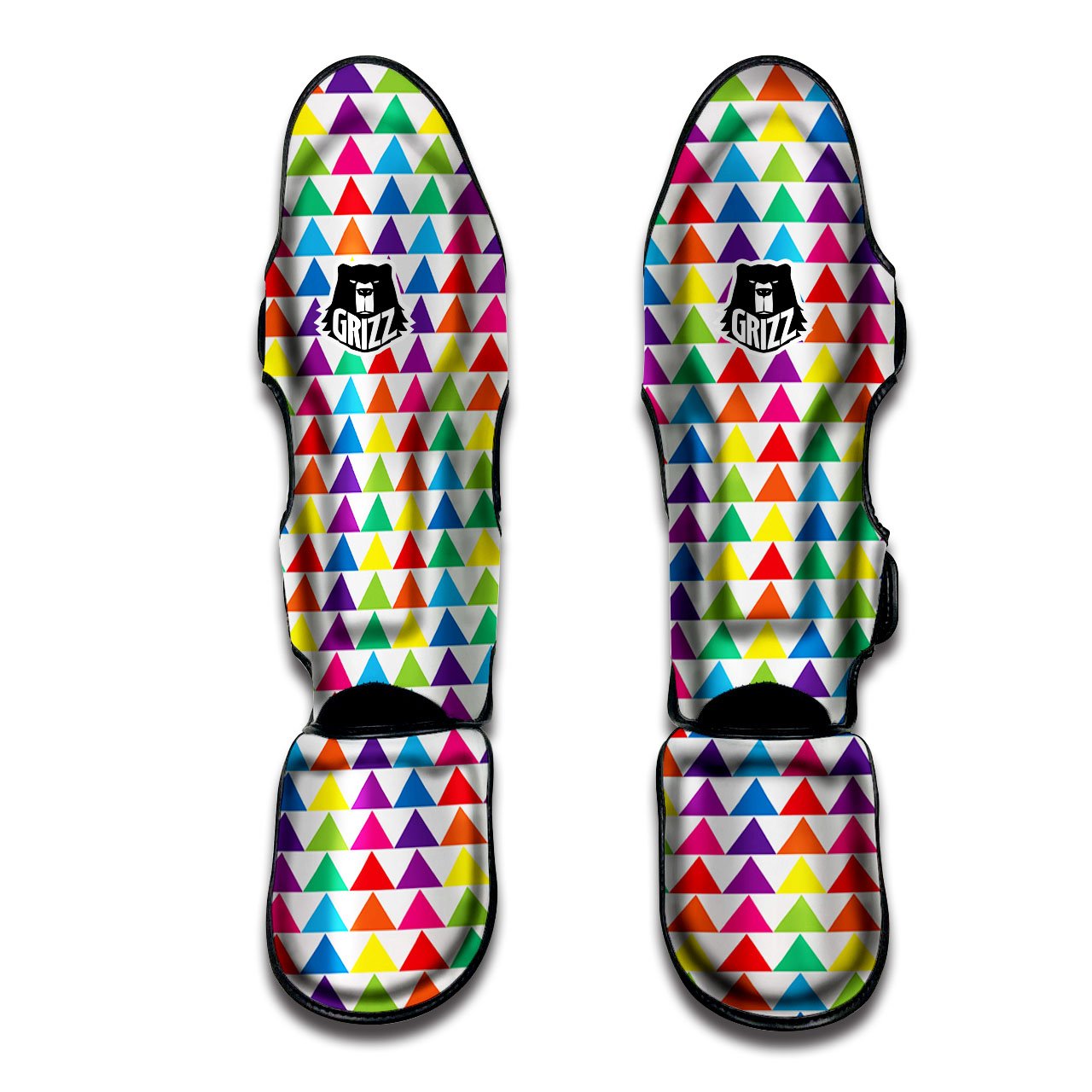 Triangles Rainbow Print Pattern Muay Thai Shin Guards-grizzshop