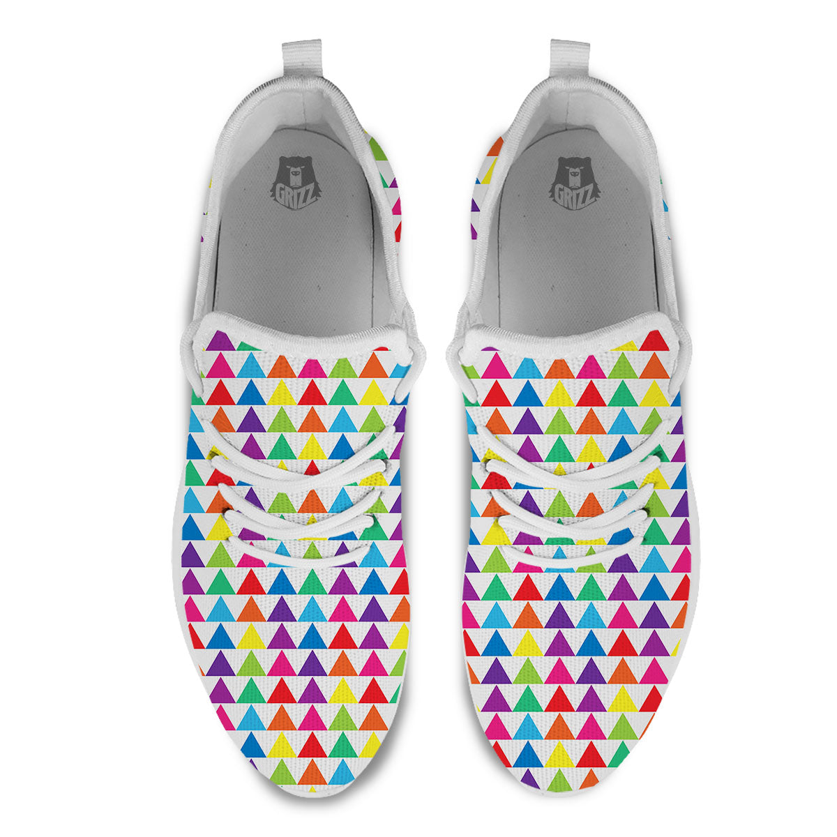 Triangles Rainbow Print Pattern White Athletic Shoes-grizzshop