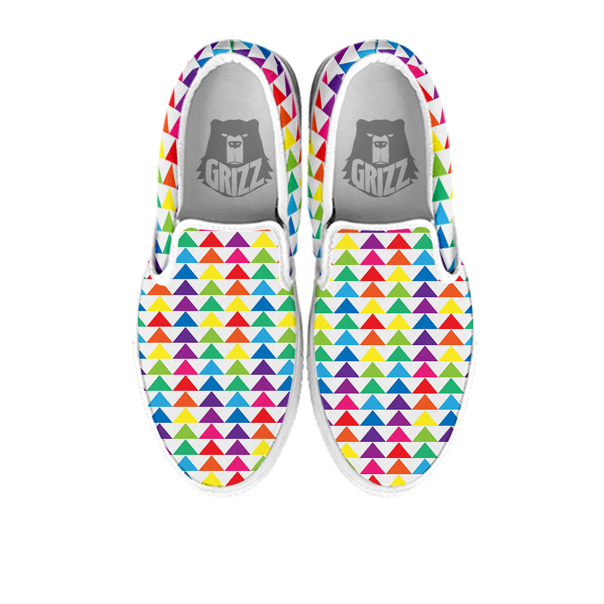 Triangles Rainbow Print Pattern White Slip On Shoes-grizzshop