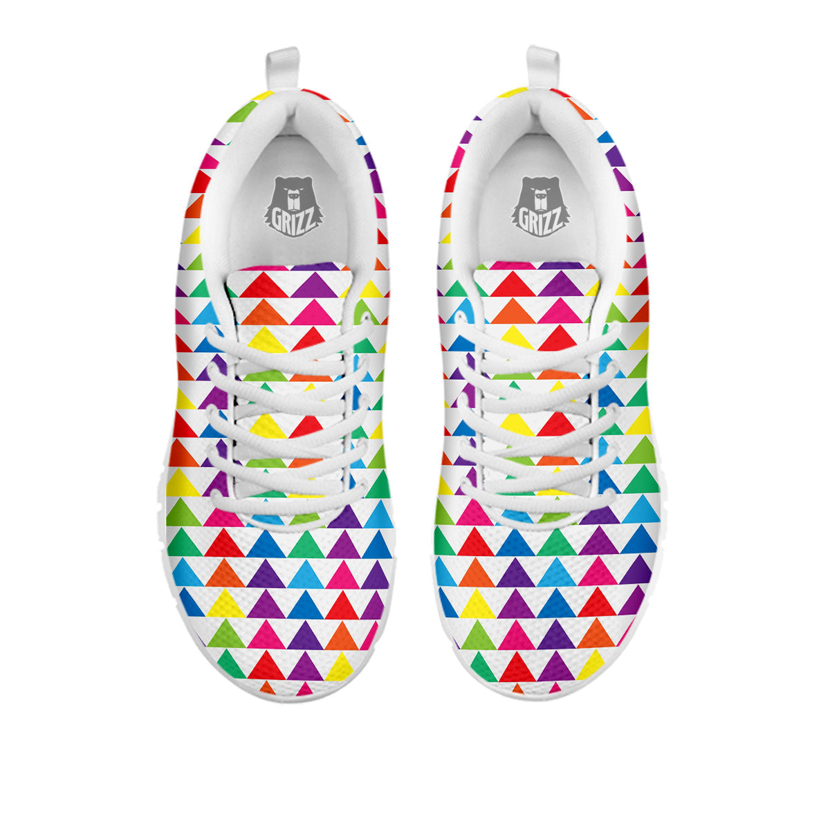 Triangles Rainbow Print Pattern White Sneaker-grizzshop