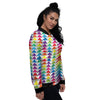 Triangles Rainbow Print Pattern Women's Bomber Jacket-grizzshop