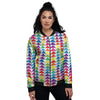 Triangles Rainbow Print Pattern Women's Bomber Jacket-grizzshop