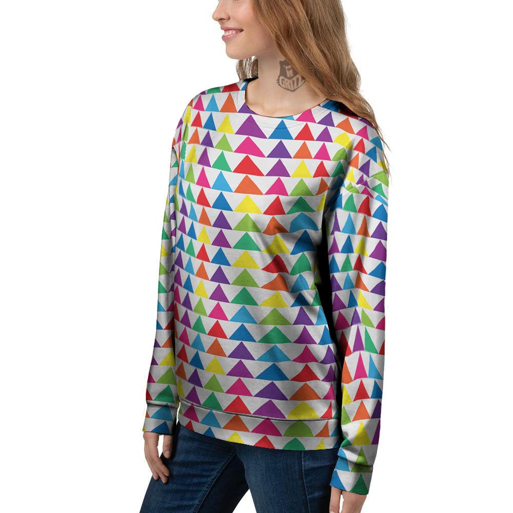 Triangles Rainbow Print Pattern Women's Sweatshirt-grizzshop
