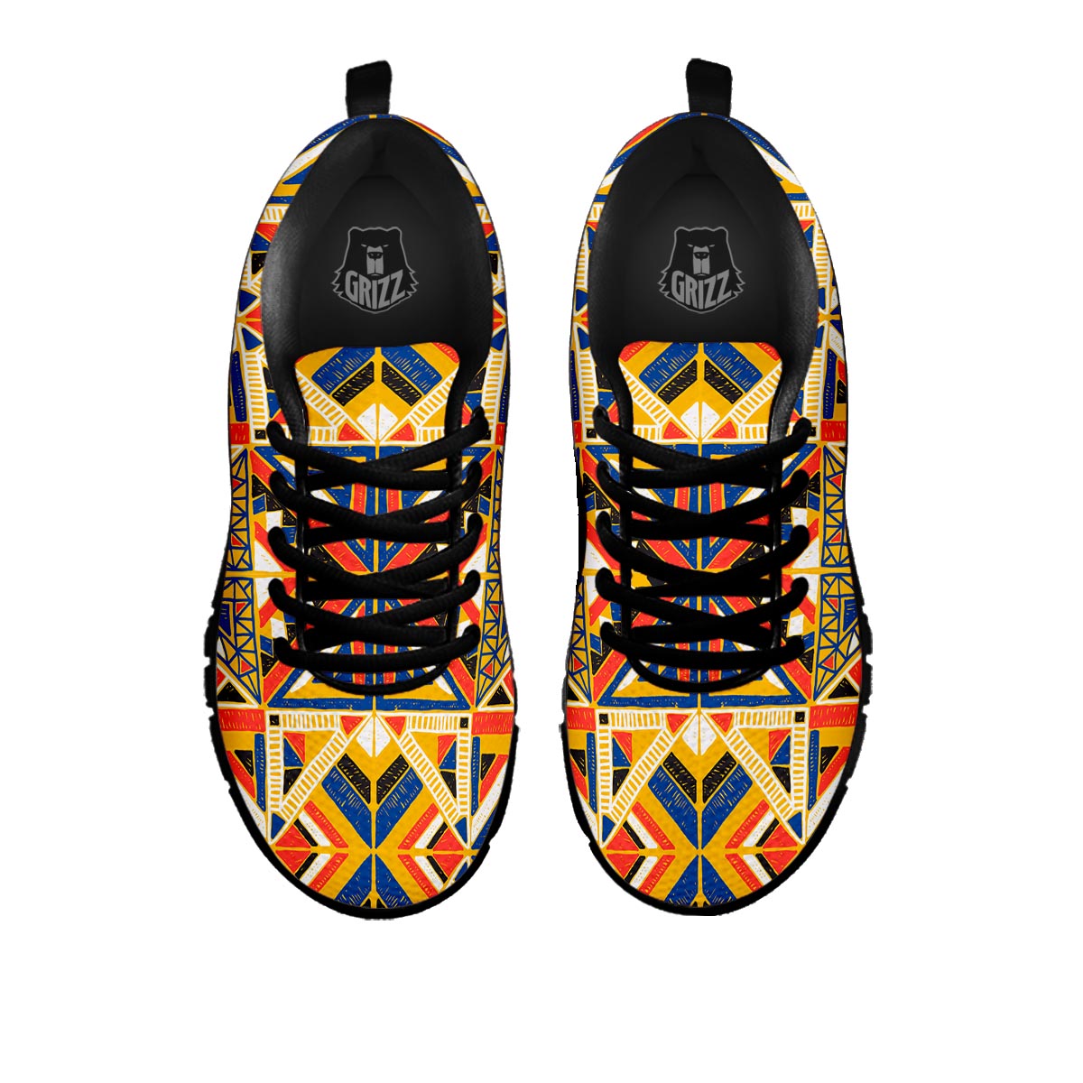 Tribal African Ethnic Sunset Print Pattern Black Sneaker-grizzshop