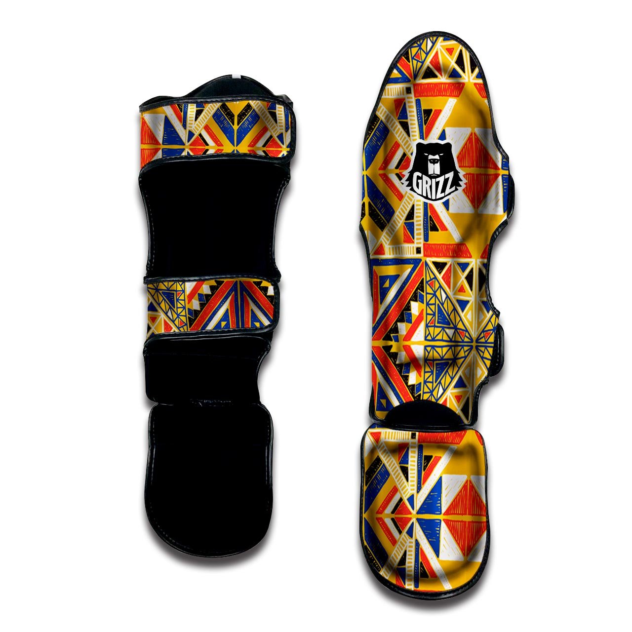 Tribal African Ethnic Sunset Print Pattern Muay Thai Shin Guards-grizzshop