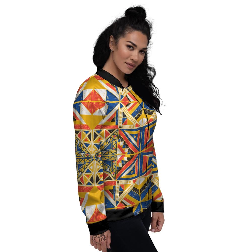 Tribal African Ethnic Sunset Print Pattern Women's Bomber Jacket-grizzshop