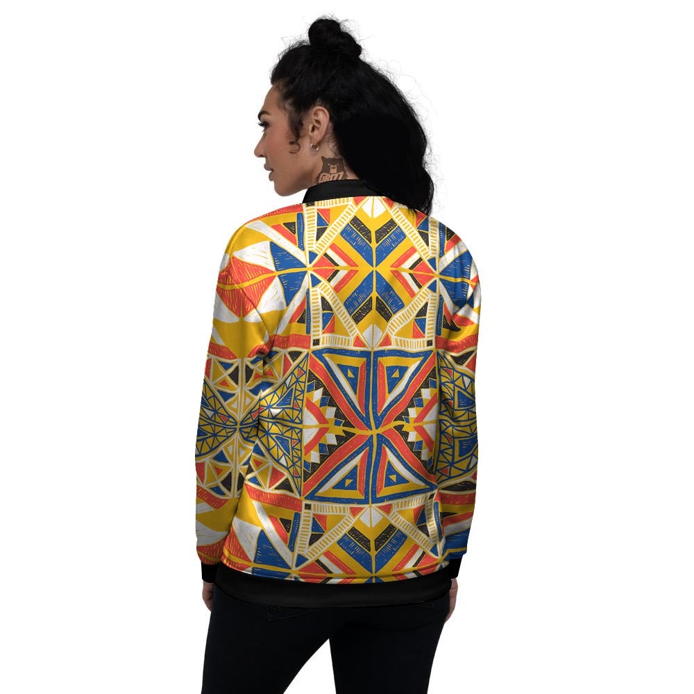 Tribal African Ethnic Sunset Print Pattern Women's Bomber Jacket-grizzshop