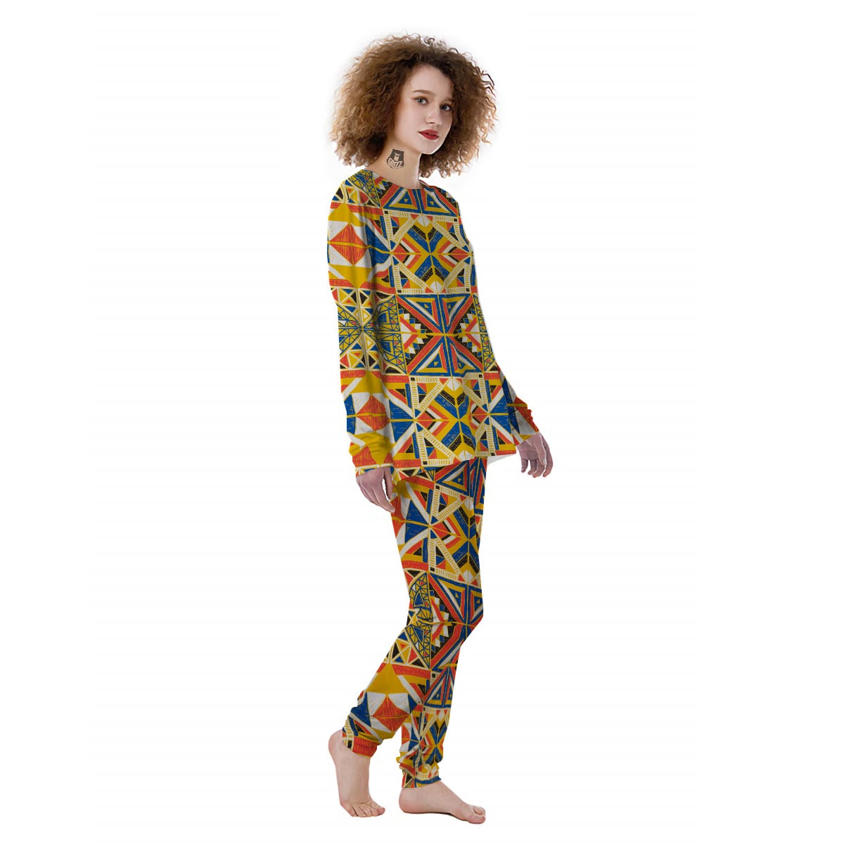 Tribal African Ethnic Sunset Print Pattern Women's Pajamas-grizzshop