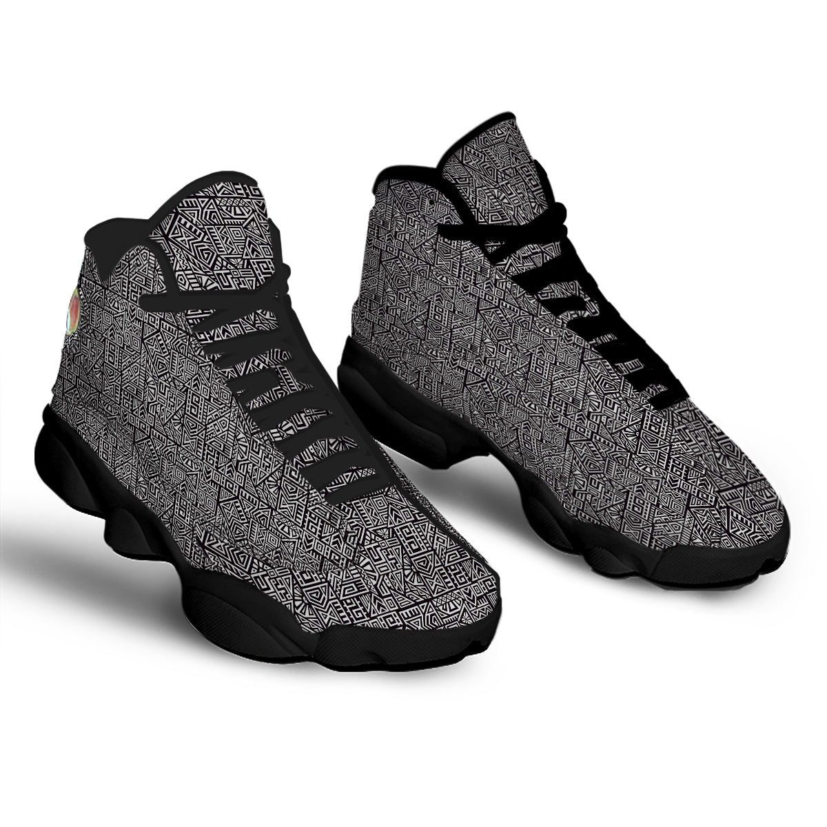 Tribal Ancient Aztec Print Pattern Black Basketball Shoes-grizzshop