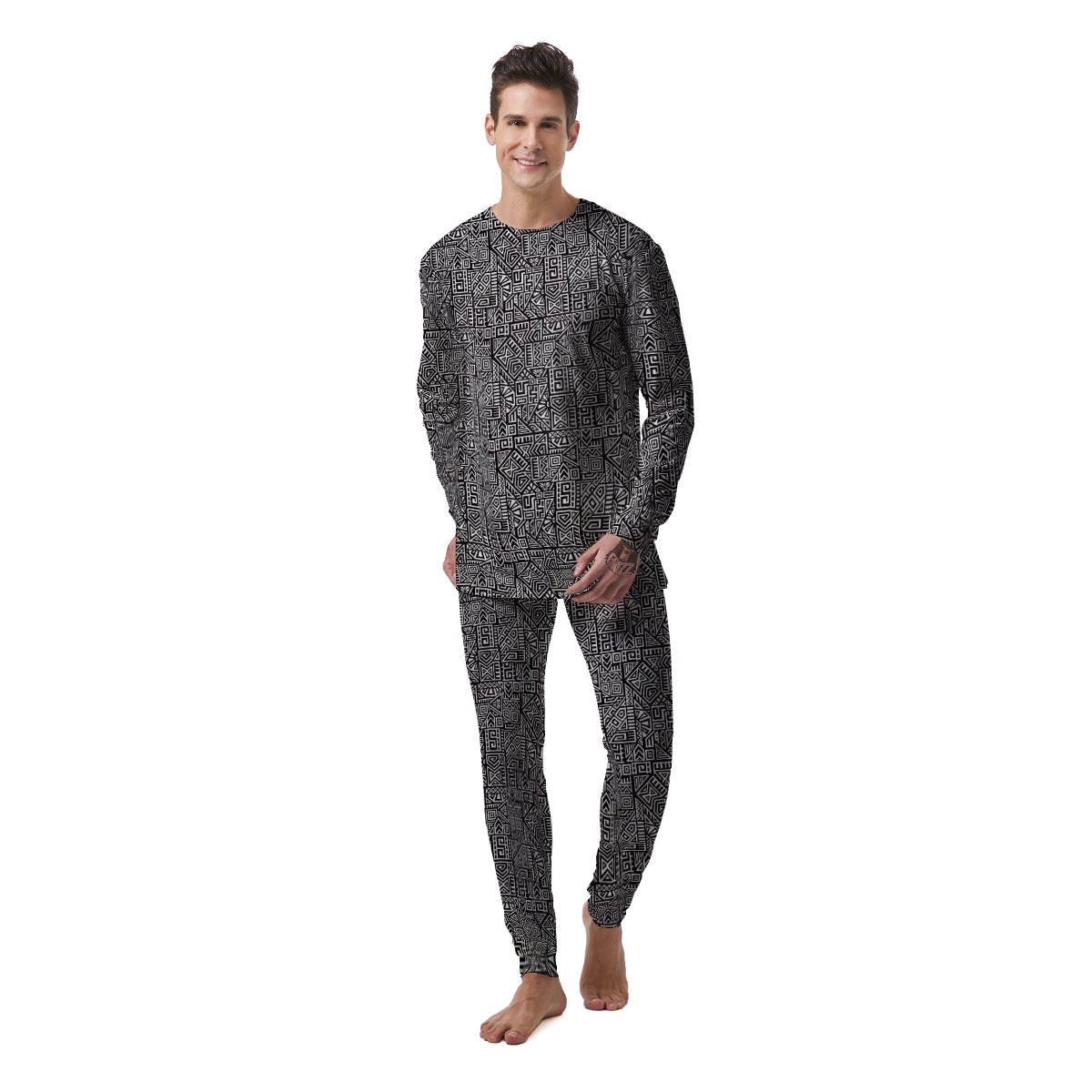 Tribal Ancient Aztec Print Pattern Men's Pajamas-grizzshop