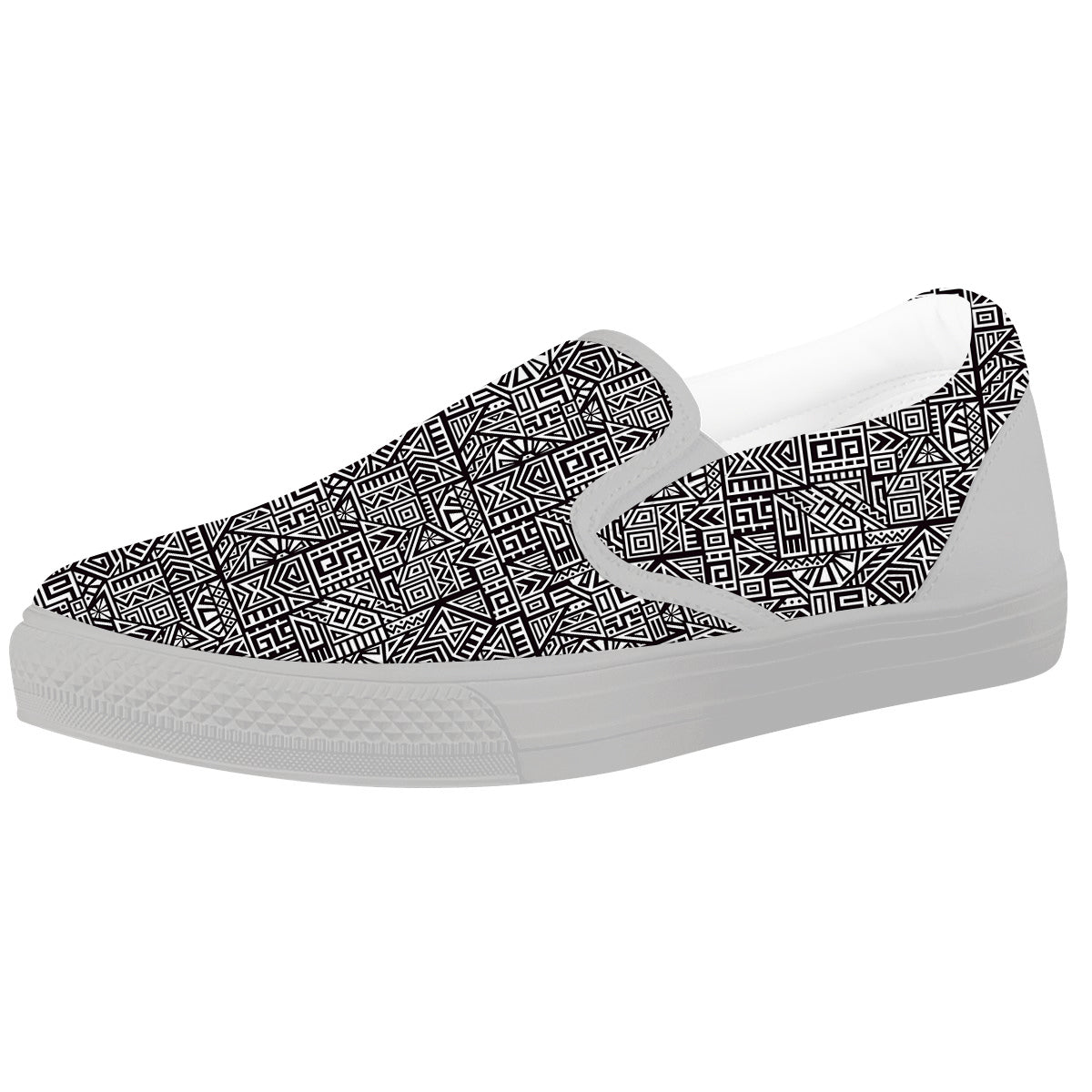 Tribal Ancient Aztec Print Pattern White Slip On Shoes-grizzshop