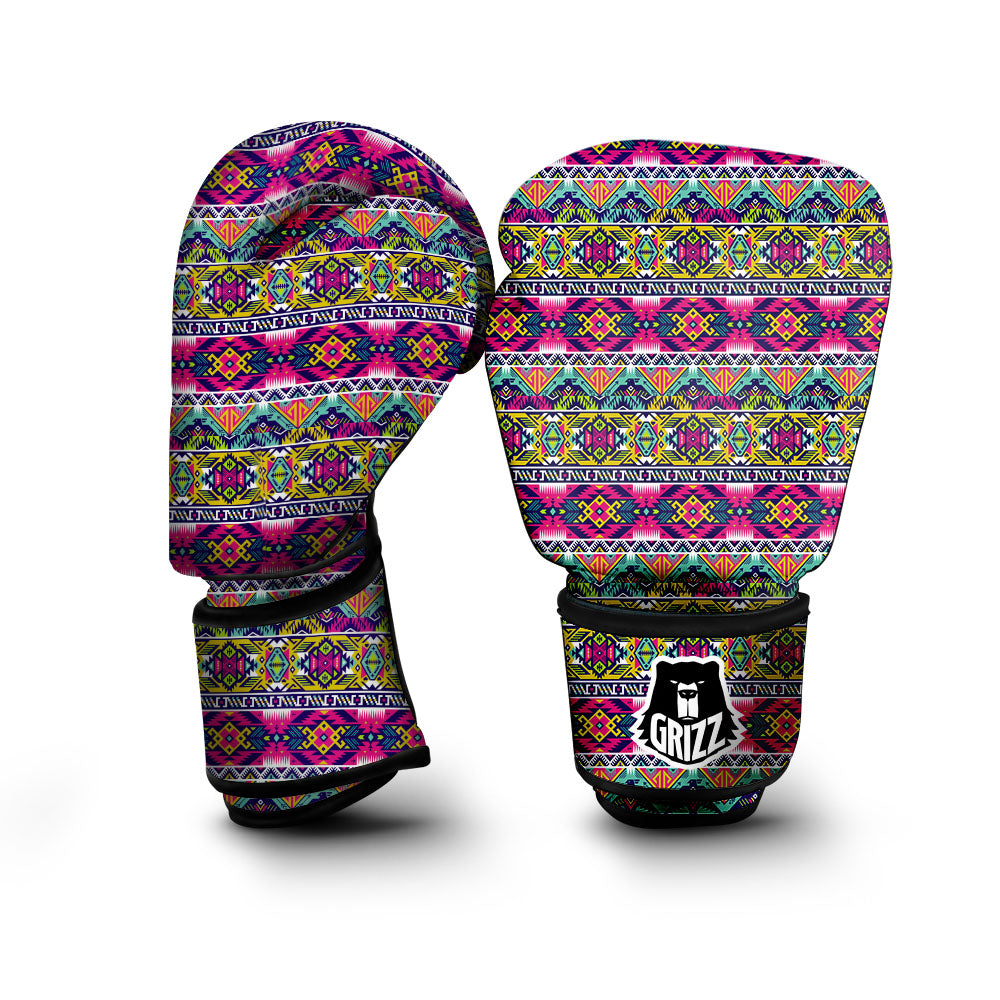 Tribal Aztec Colorful Print Pattern Boxing Gloves-grizzshop