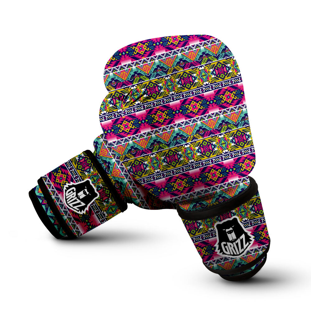 Tribal Aztec Colorful Print Pattern Boxing Gloves-grizzshop