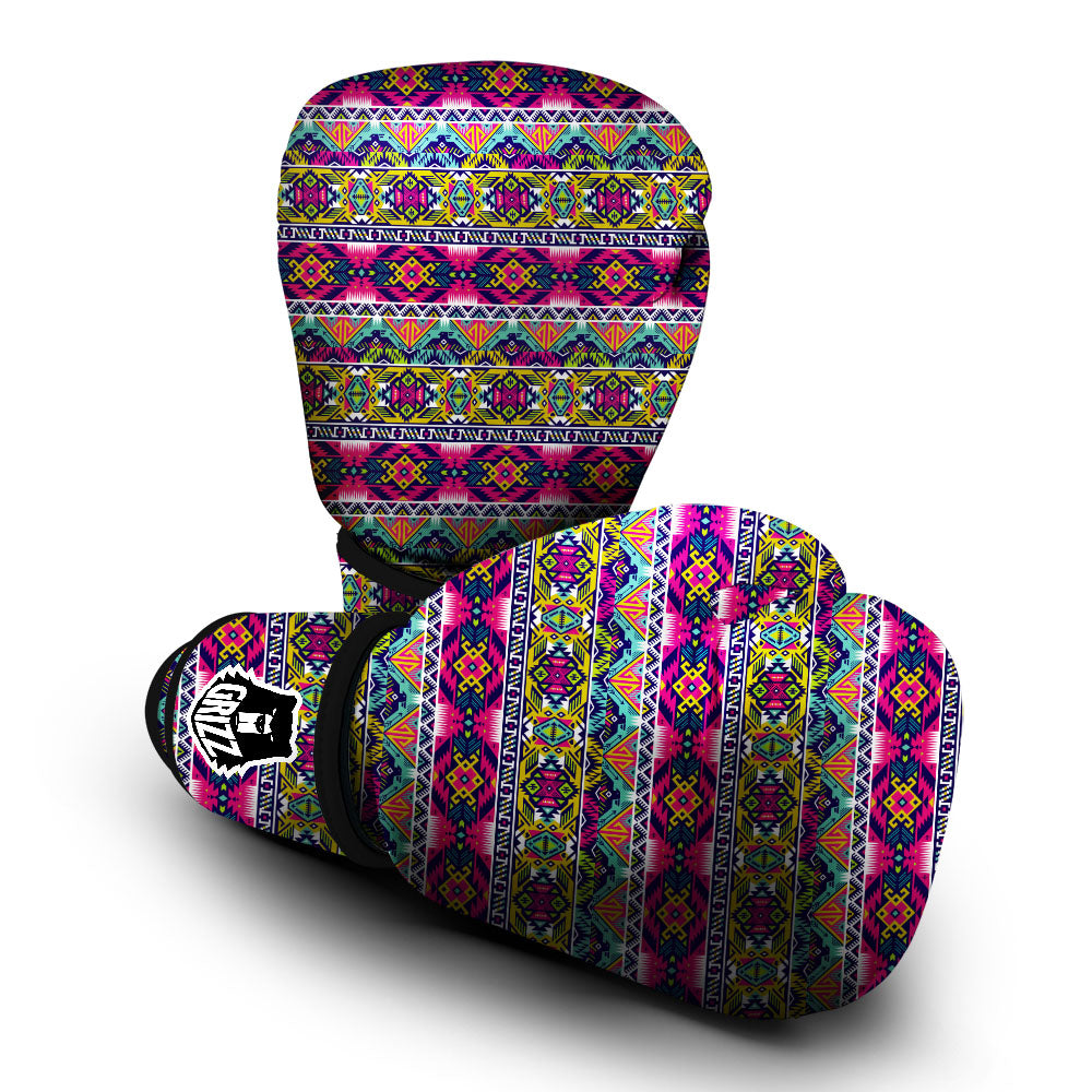Tribal Aztec Colorful Print Pattern Boxing Gloves-grizzshop