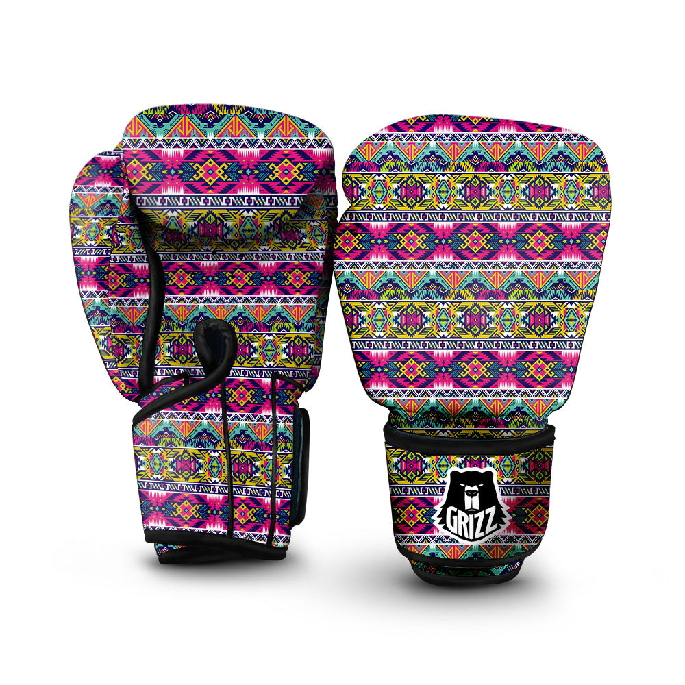 Tribal Aztec Colorful Print Pattern Boxing Gloves-grizzshop