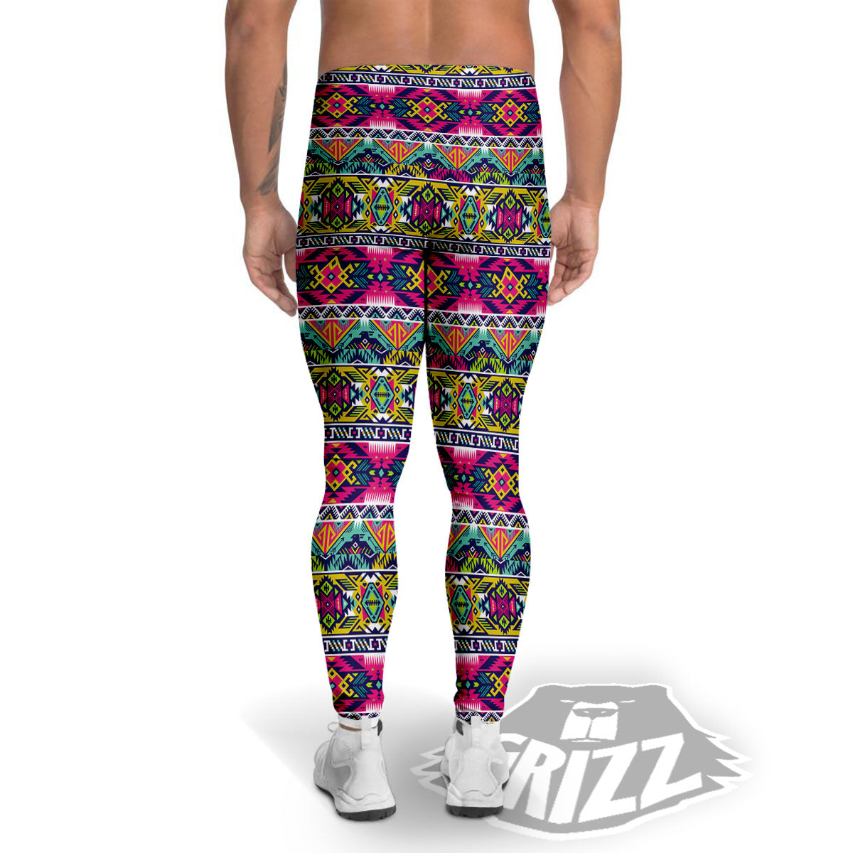 Tribal Aztec Colorful Print Pattern Men's Leggings-grizzshop