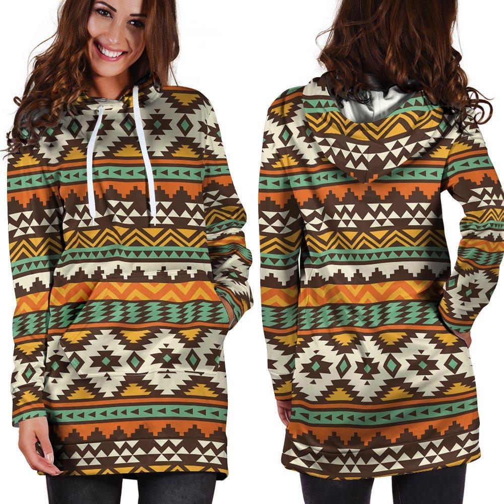 Tribal Aztec Hoodie Dress-grizzshop