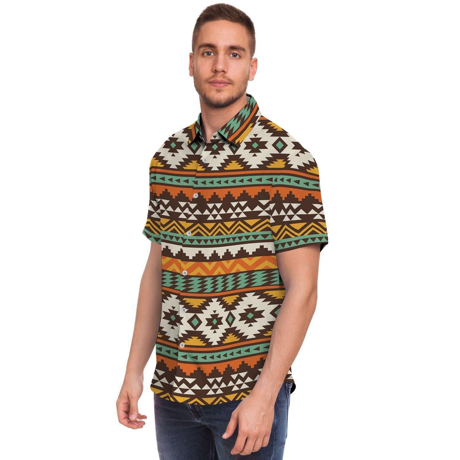 Tribal Aztec Men's Short Sleeve Shirt-grizzshop