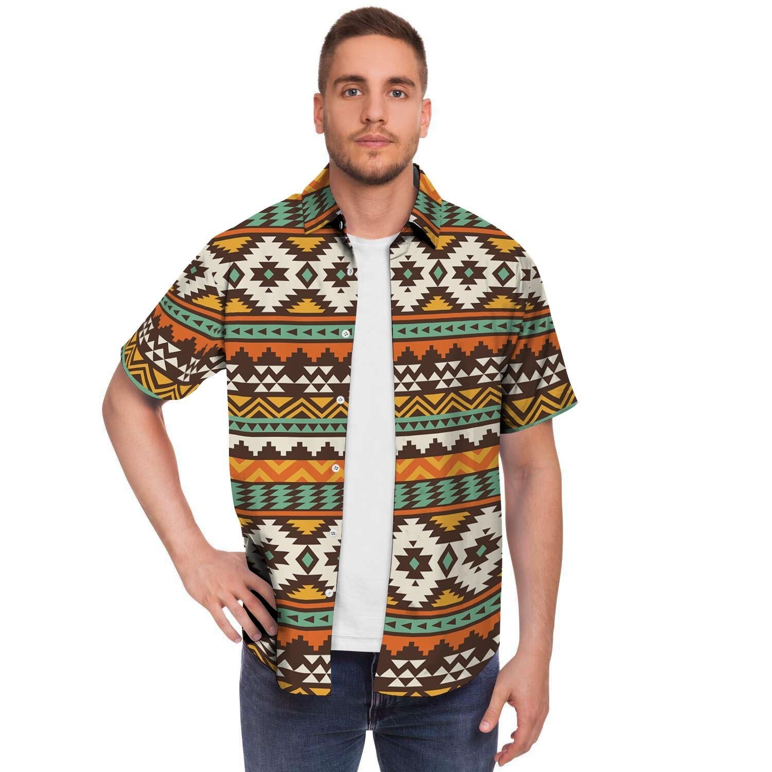 Tribal Aztec Men's Short Sleeve Shirt-grizzshop