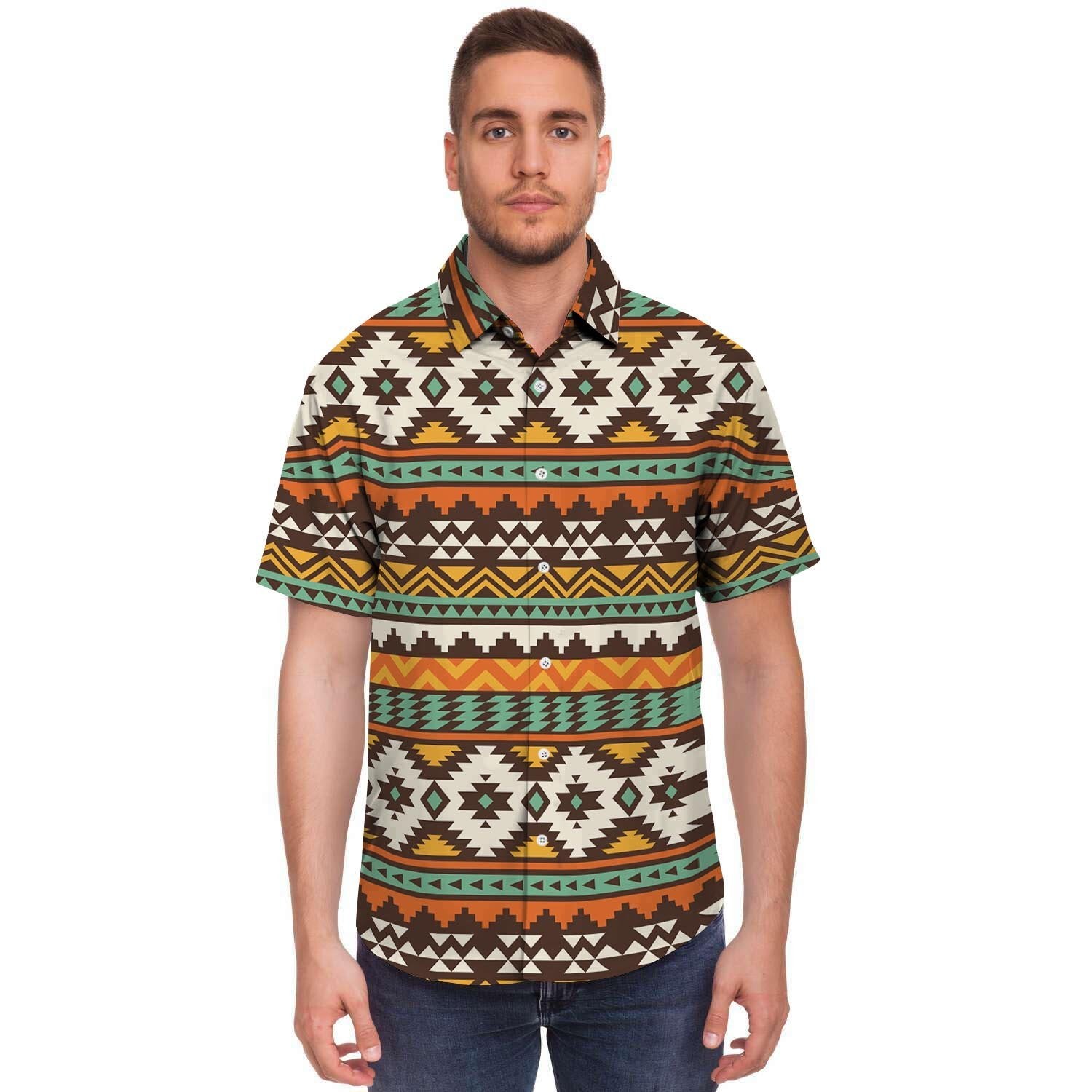 Tribal Aztec Men's Short Sleeve Shirt-grizzshop