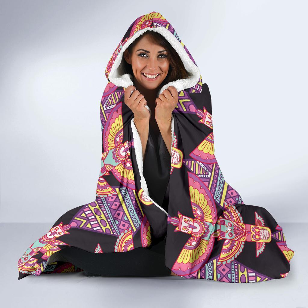 Tribal Aztec Native American Navajo Indians Print Hooded Blanket-grizzshop