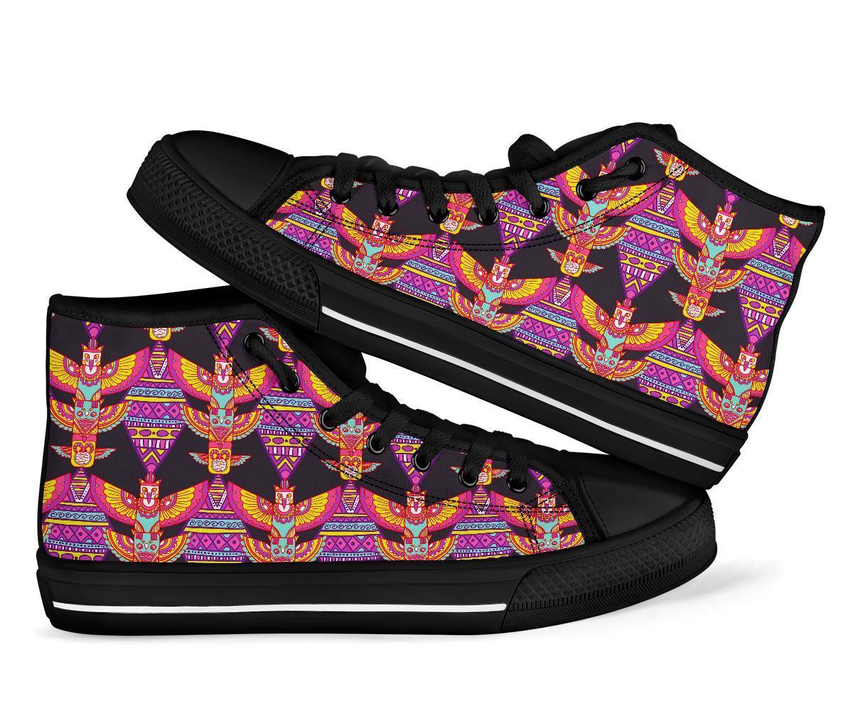 Tribal Aztec Native American Navajo Indians Print Men Women's High Top Shoes-grizzshop