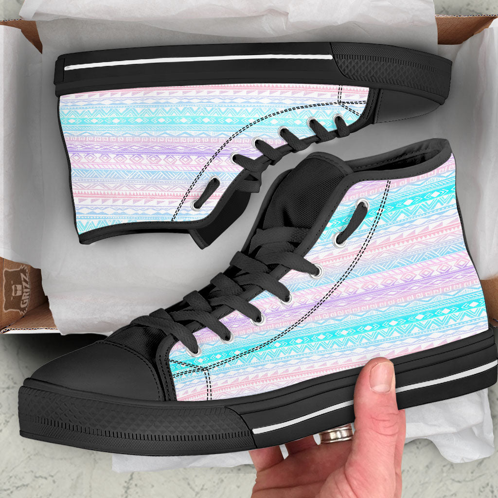Tribal Aztec Pastel Print Pattern High Top Shoes-grizzshop