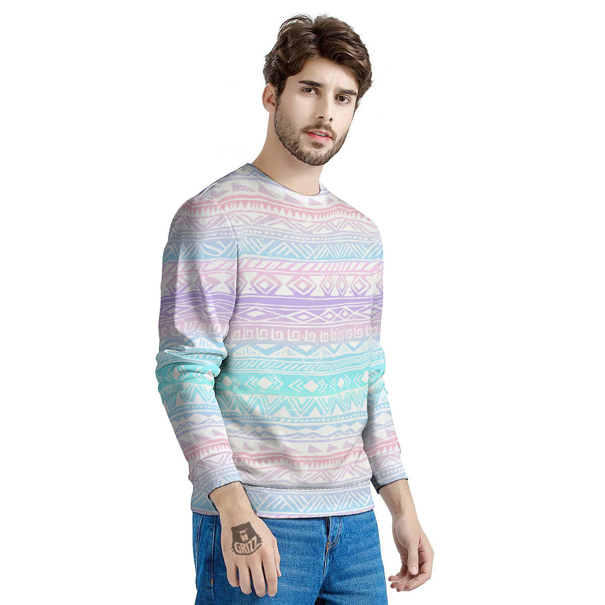 Tribal Aztec Pastel Print Pattern Men's Sweatshirt-grizzshop