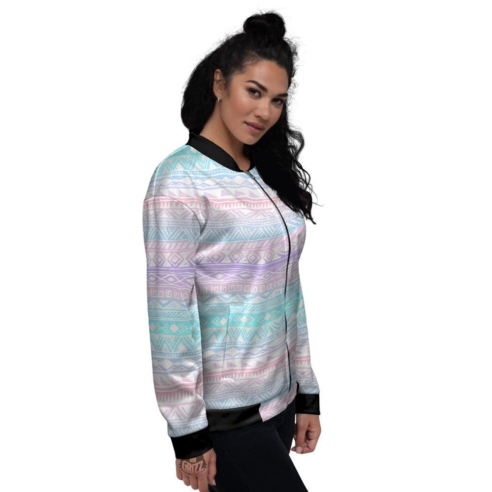 Tribal Aztec Pastel Print Pattern Women's Bomber Jacket-grizzshop