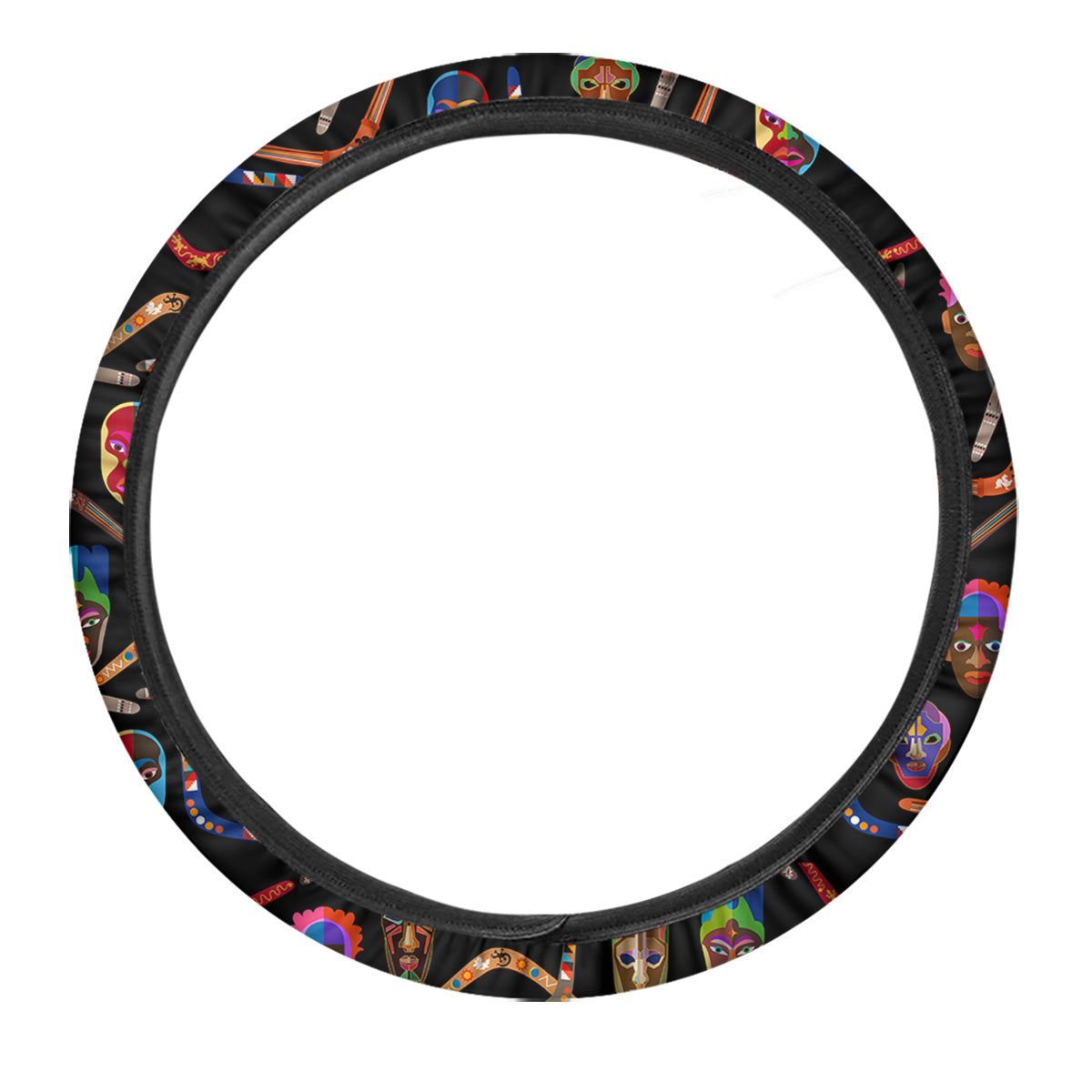 Tribal Boomerangs Print Pattern Car Steering Wheel Cover-grizzshop