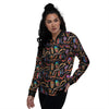 Tribal Boomerangs Print Pattern Women's Bomber Jacket-grizzshop