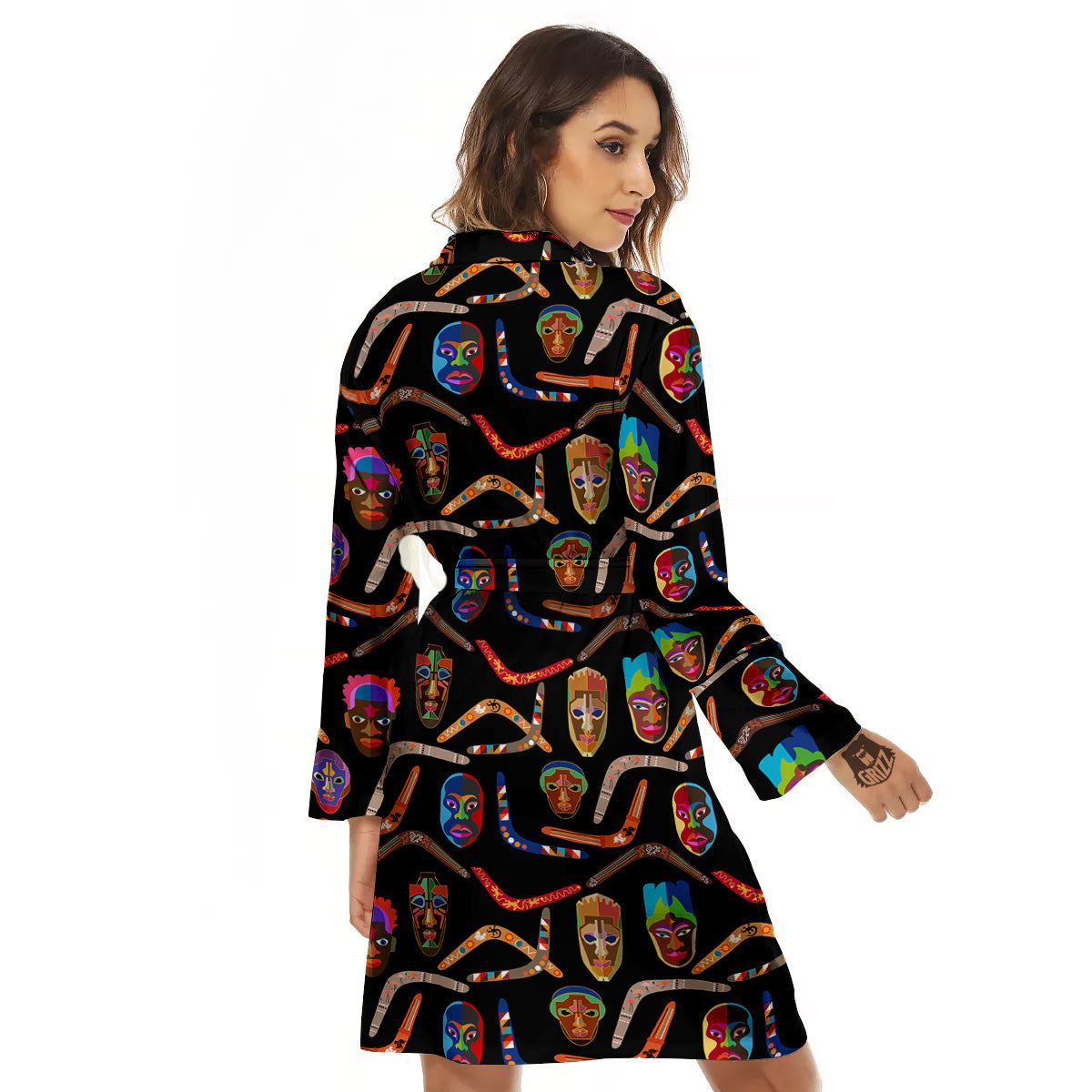 Tribal Boomerangs Print Pattern Women's Robe-grizzshop
