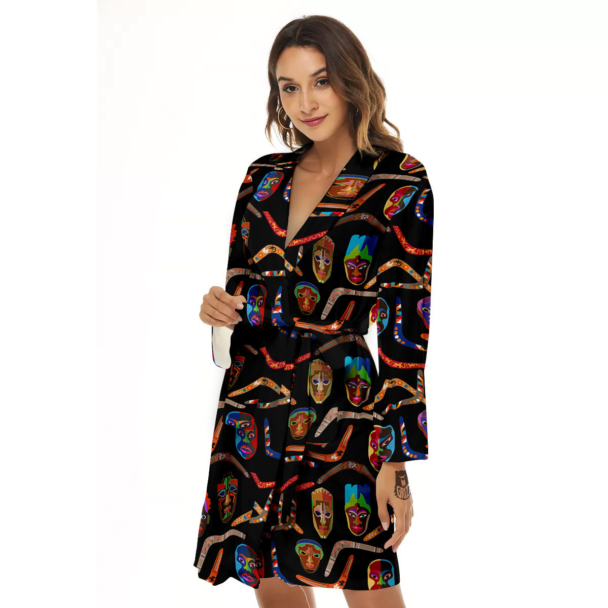 Tribal Boomerangs Print Pattern Women's Robe-grizzshop