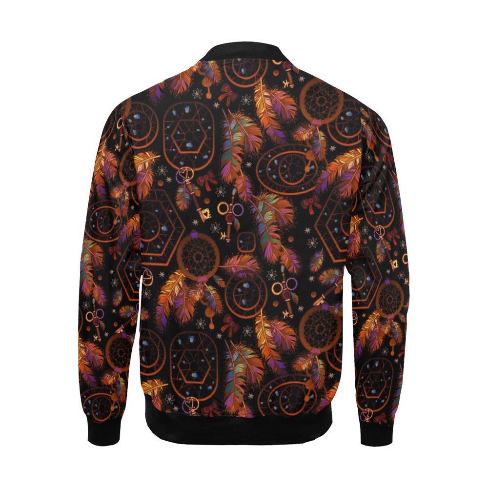 Tribal Dream Catcher Feather Pattern Print Men's Bomber Jacket-grizzshop