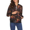 Tribal Dream Catcher Feather Pattern Print Women Casual Bomber Jacket-grizzshop