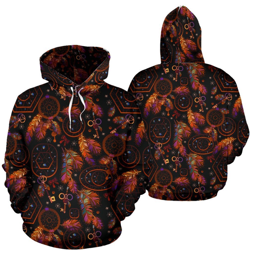 Tribal Dream Catcher Feather Pattern Print Women Men Pullover Hoodie-grizzshop