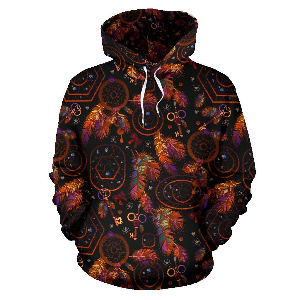 Tribal Dream Catcher Feather Pattern Print Women Men Pullover Hoodie-grizzshop