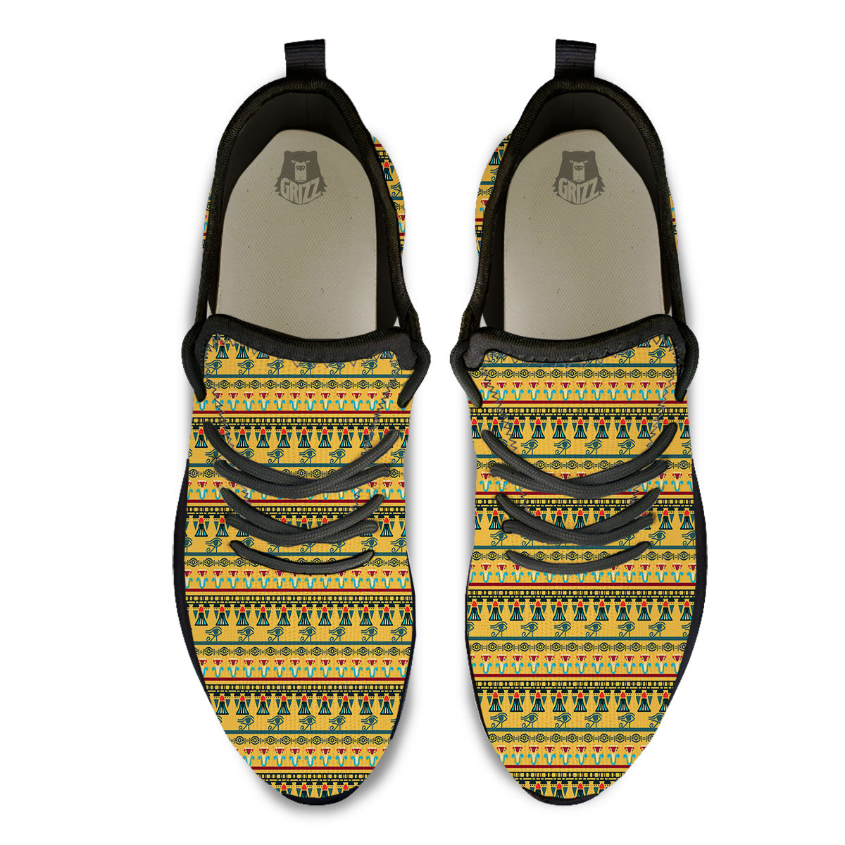 Tribal Egyptian Print Pattern Black Athletic Shoes-grizzshop