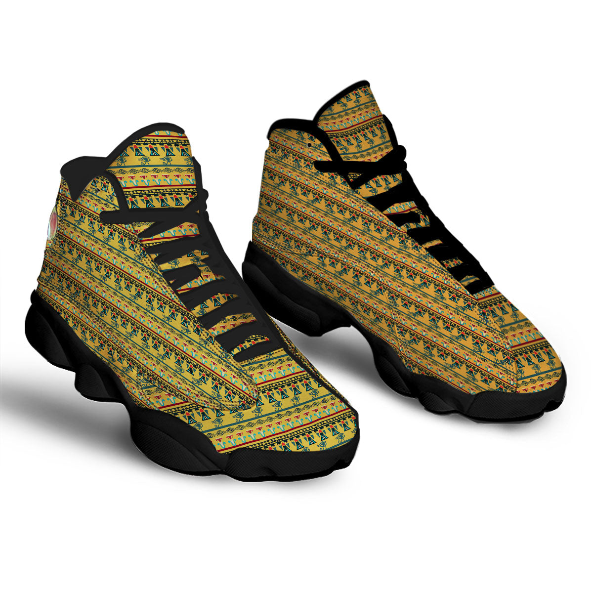 Tribal Egyptian Print Pattern Black Basketball Shoes-grizzshop