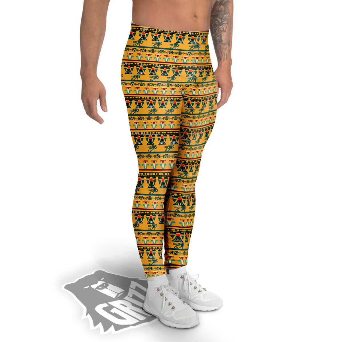 Tribal Egyptian Print Pattern Men's Leggings-grizzshop