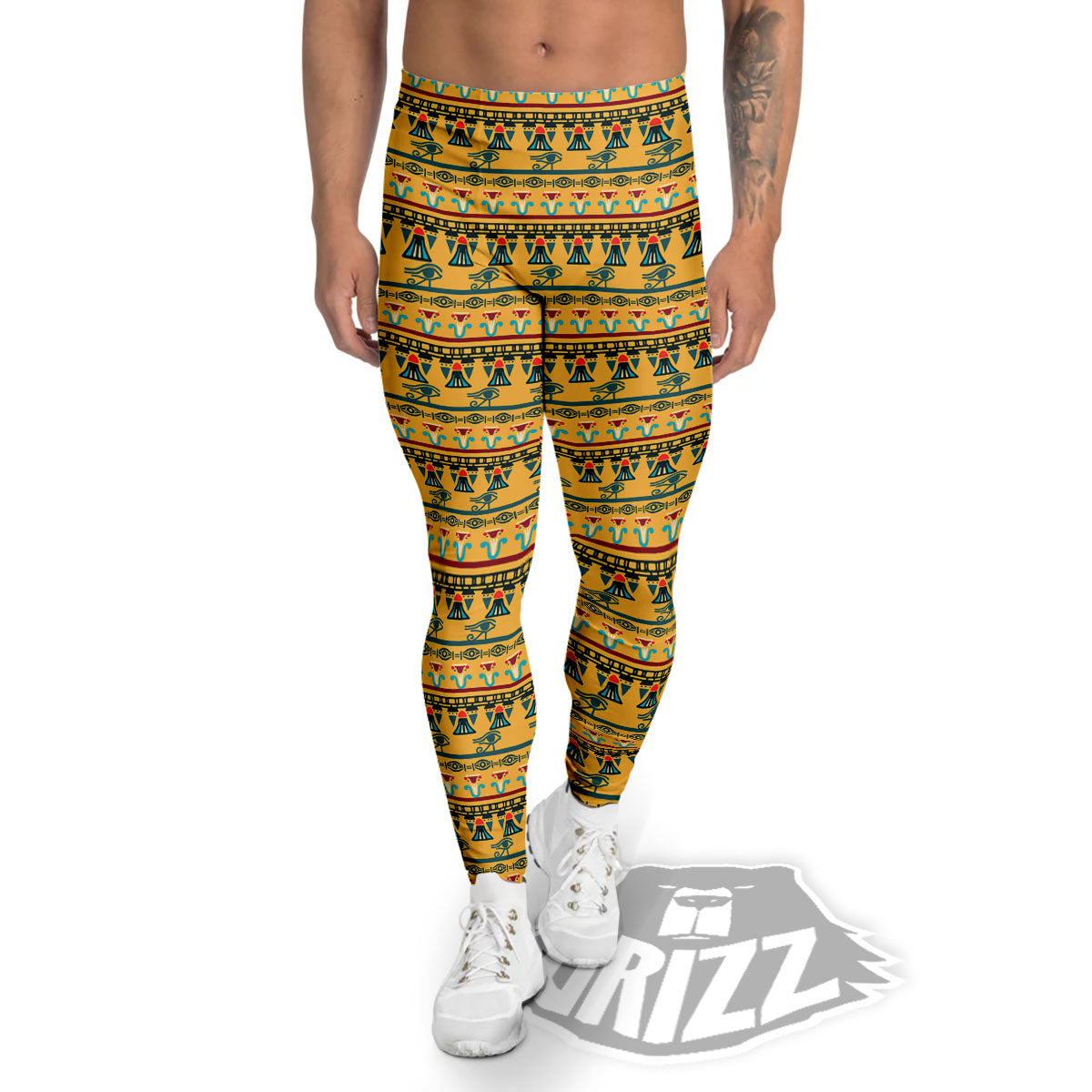 Tribal Egyptian Print Pattern Men's Leggings-grizzshop