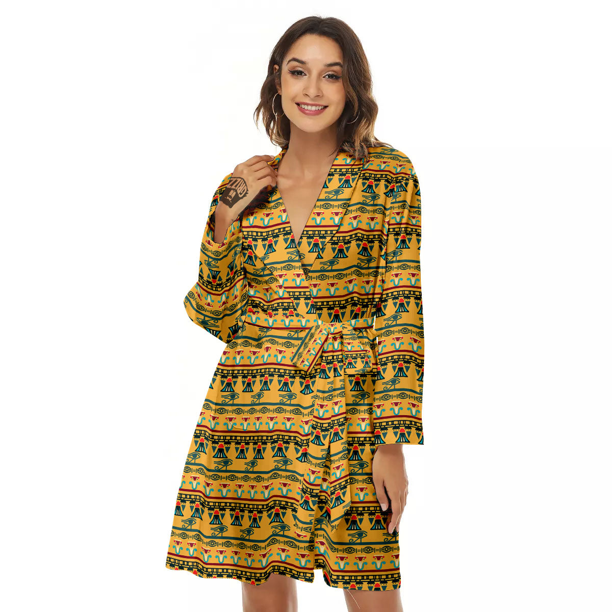 Tribal Egyptian Print Pattern Women's Robe-grizzshop