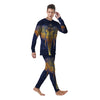 Tribal Elephant Gold And Blue Print Men's Pajamas-grizzshop