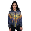 Tribal Elephant Gold And Blue Print Women's Bomber Jacket-grizzshop