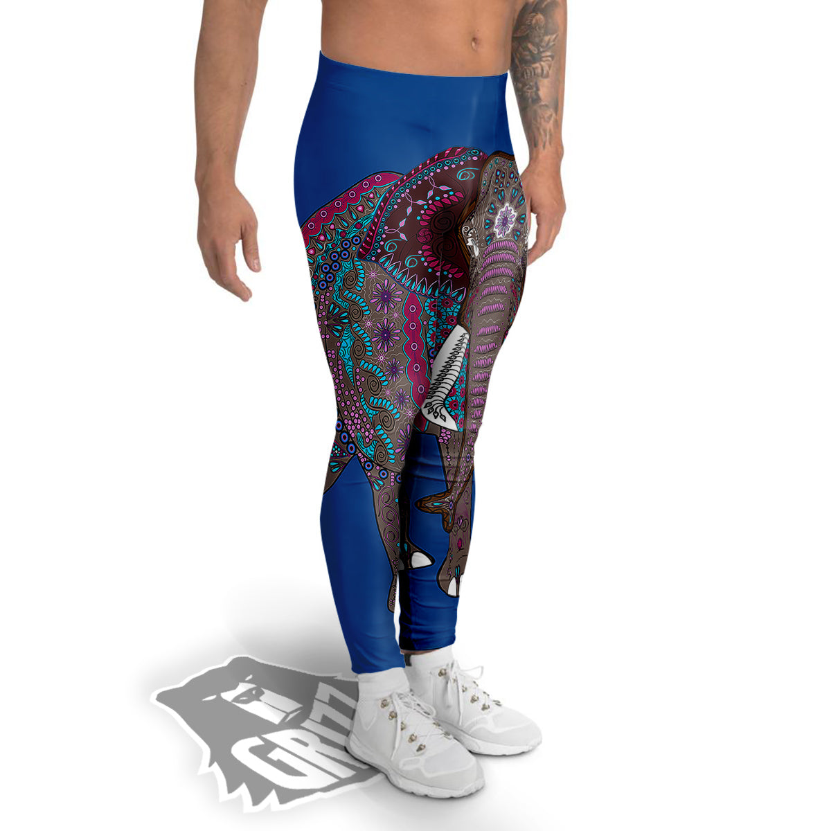 Tribal Elephant Indian Cute Print Men's Leggings-grizzshop