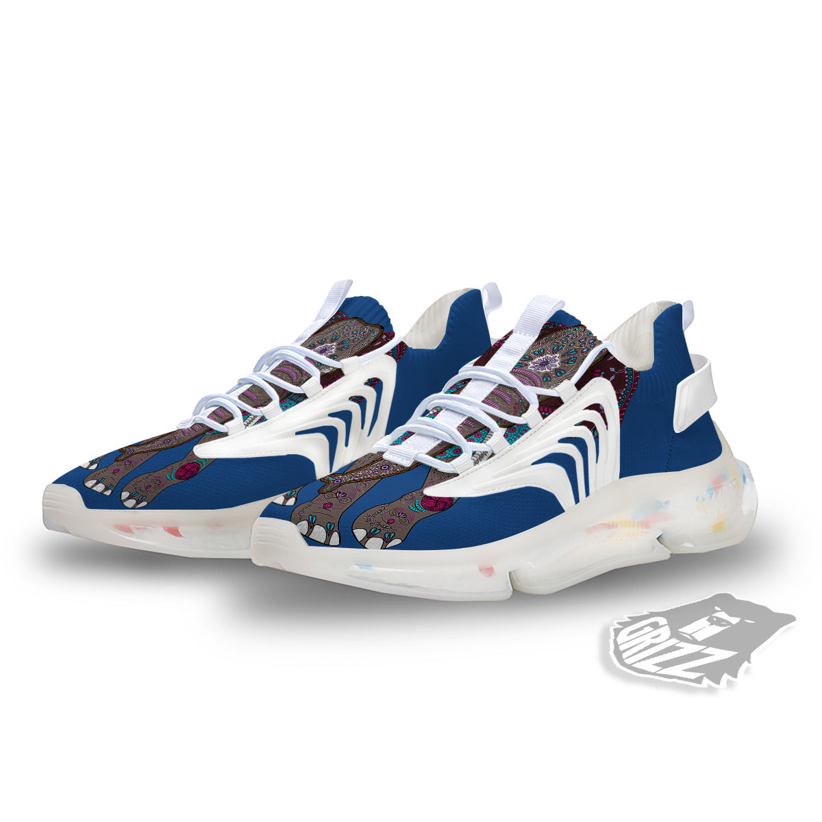 Tribal Elephant Indian Cute Print White Gym Shoes-grizzshop
