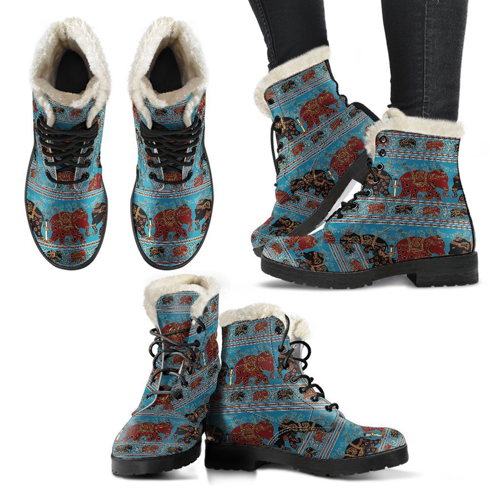 Tribal Elephant Print Comfy Winter Boots-grizzshop