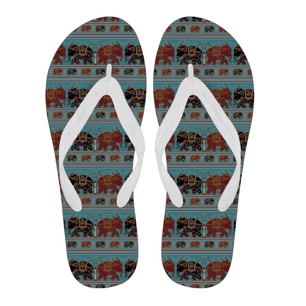 Tribal Elephant Print Men & Women Flip Flops-grizzshop