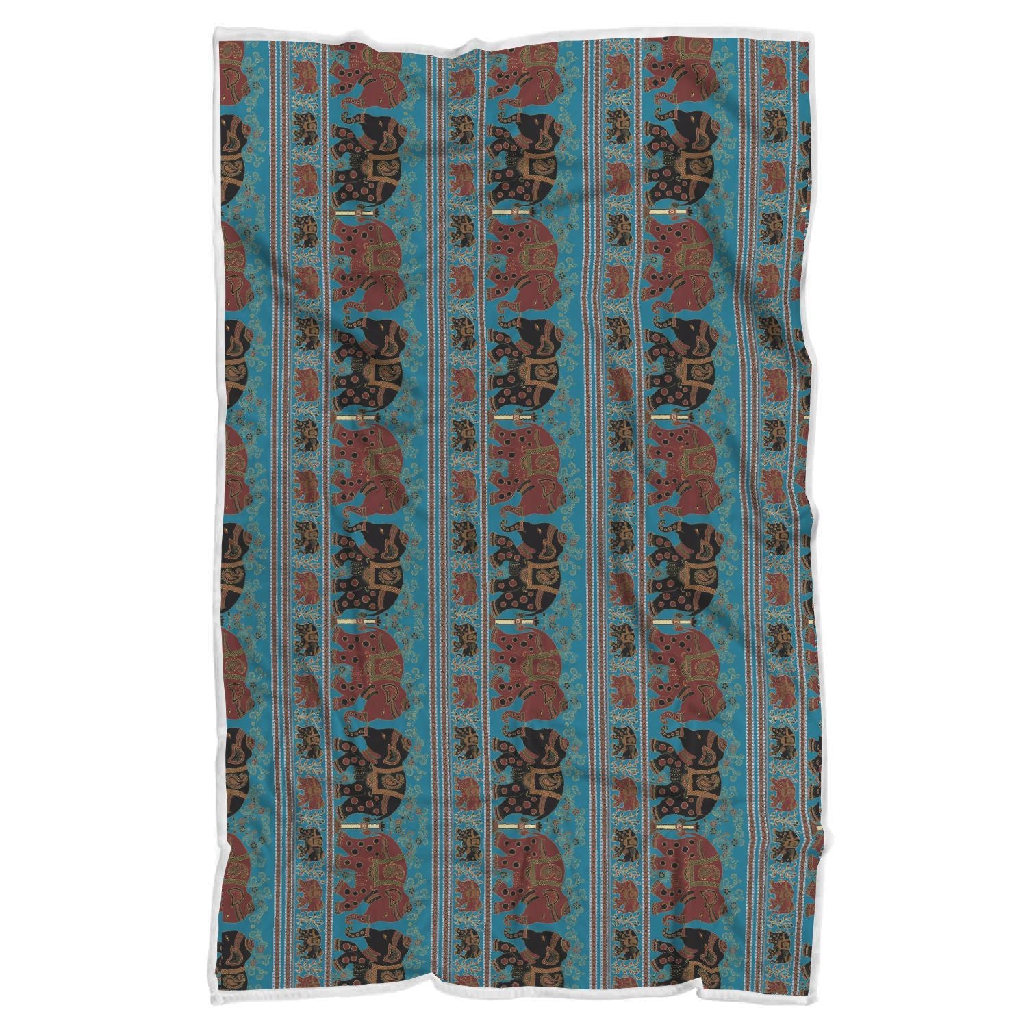 Tribal Elephant Print Throw Blanket-grizzshop